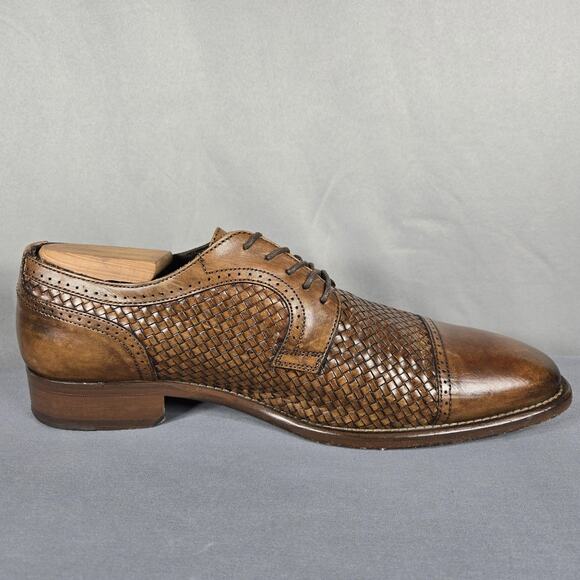 Johnston & Murphy Cormac Oxford Mens 9.5 M Mahogany Woven Italian Calfskin Shoes main image 7